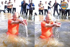 उत्तर प्रदेश के मुख्यमंत्री  योगी आदित्यनाथ ने अपने मंत्रियों के साथ त्रिवेणी संगम में आस्था की पवित्र डुबकी लगाई